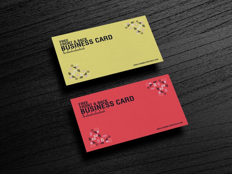 10c6ff40ae60e3625f29409c3343cb53 - Free Front & Back Business Card Mockup on Wooden Background