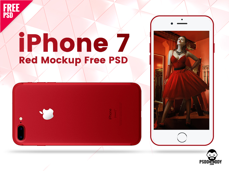 348bf8dbf7fa18c4b8b42154e3998d8b - iPhone 7 Red Mockup Free PSD