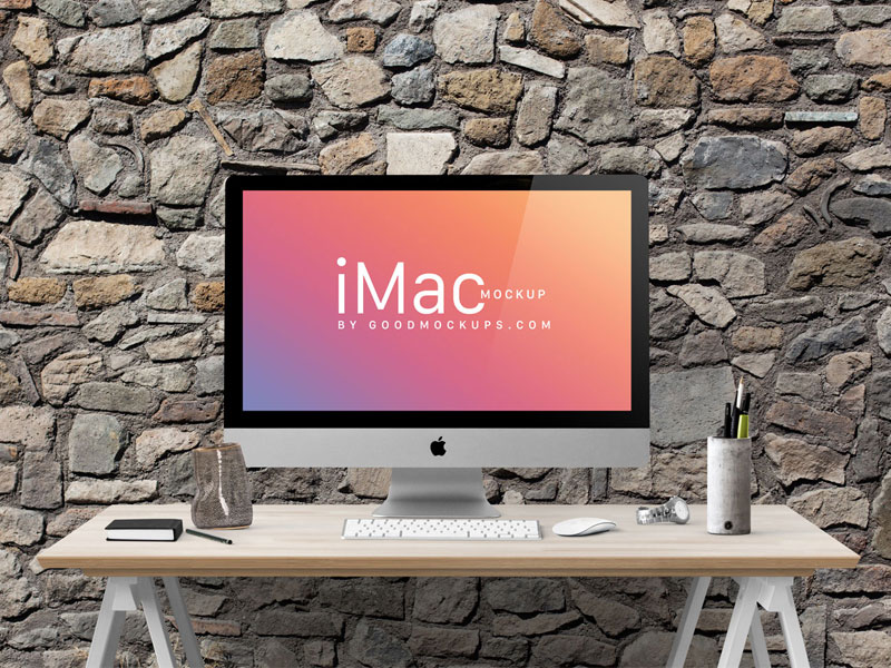 4914e8ebd498b5d0b21e19a080c799b8 - Free Apple iMac 27-Inches Photo Mockup PSD
