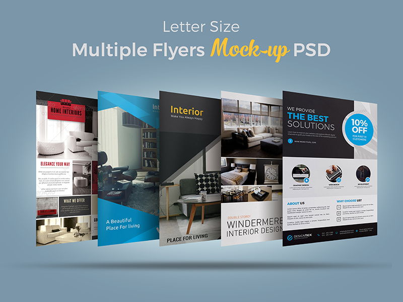 Free Multiple Flyers Mock-up PSD – BestMockup.com