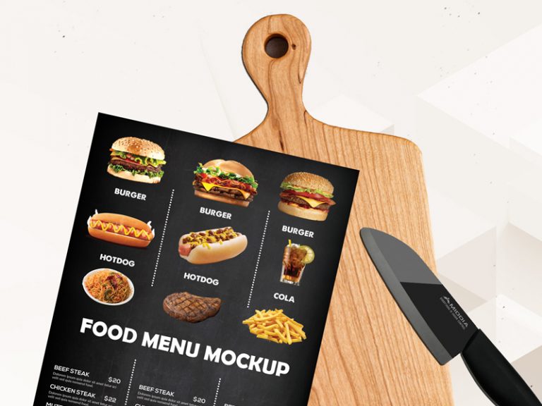 Download Free Food Menu Cutting Board Mockup Psd ⋆ BestMockup.com 👍