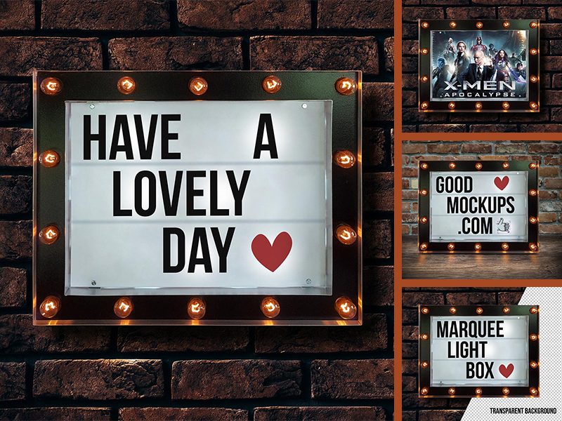 Download Free Marquee Cinema Light Box Typography / Poster Mockup ...