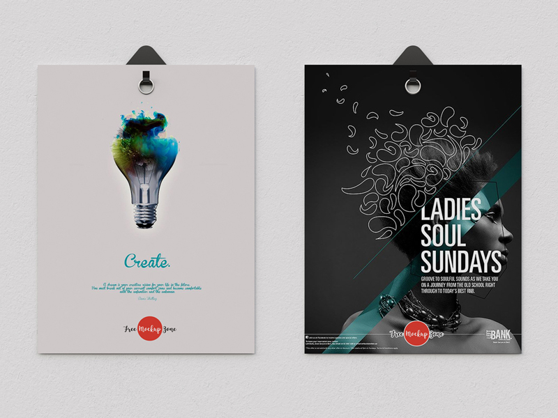 c2921347ddb92145933bb96ad293b389 - Free 2 Poster Hanging With Clips Psd Mockup