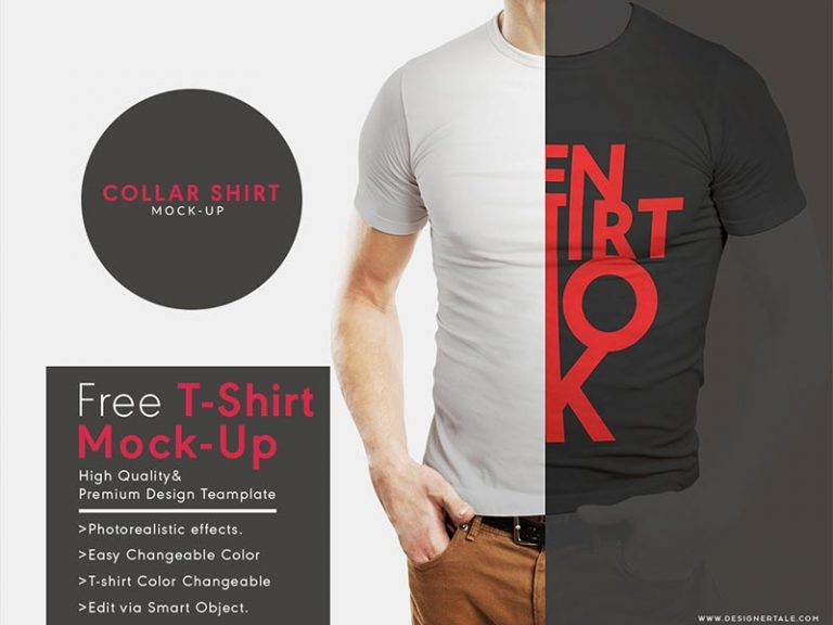 Download Free Rounded Collar T Shirt Mockup Psd ⋆ BestMockup.com 👍